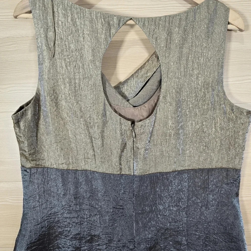 ADRIANNA PAPELL Shimmery Brown Tones Cowl Neck Dress Size 14 Sleeveless fitted - Picture 5 of 6